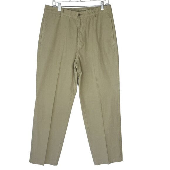 Tommy Bahama Pants Mens 34 Beige Cotton Flat Front Relaxed Fit - Picture 1 of 9
